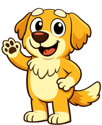 Daniel the golden retriever, waving